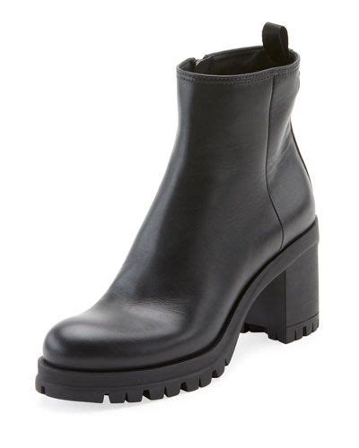 favorite zoom prada leather lug-sole platform booties|designer Prada booties.